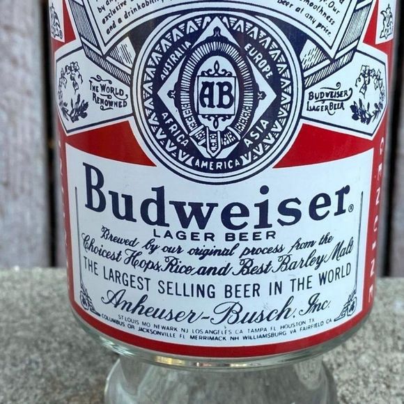 Vintage Budweiser Label Beer Glass Clear - Picture 2 of 7